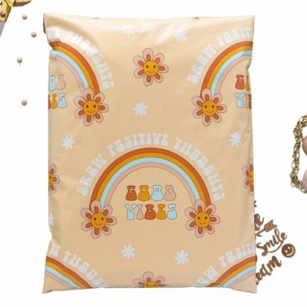 10 (14.5” x 19”) XXL Good Vibes Rainbow Poly Nailers Poly Bags Shipping Bags